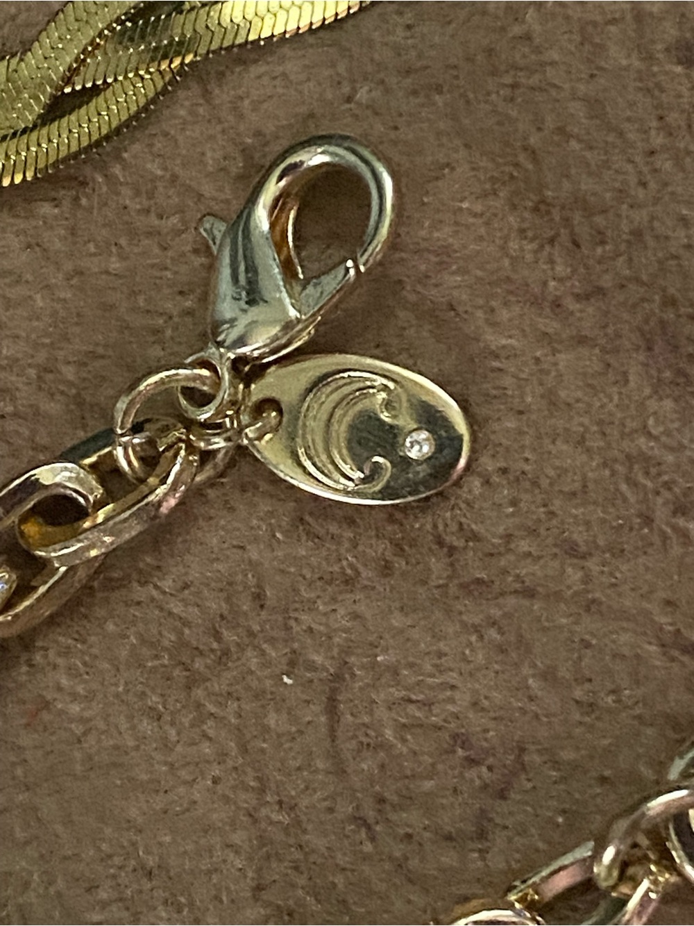 Gold and with White Daisy Charm Necklace and Stainless Steele Gold Braid Chain - Picture 9 of 10